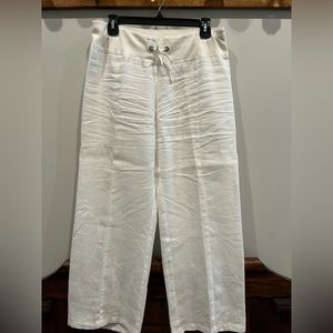 EILEEN FISHER WHITE ORGANIC LINEN KNIT WAISTBAND PANTS SMALL